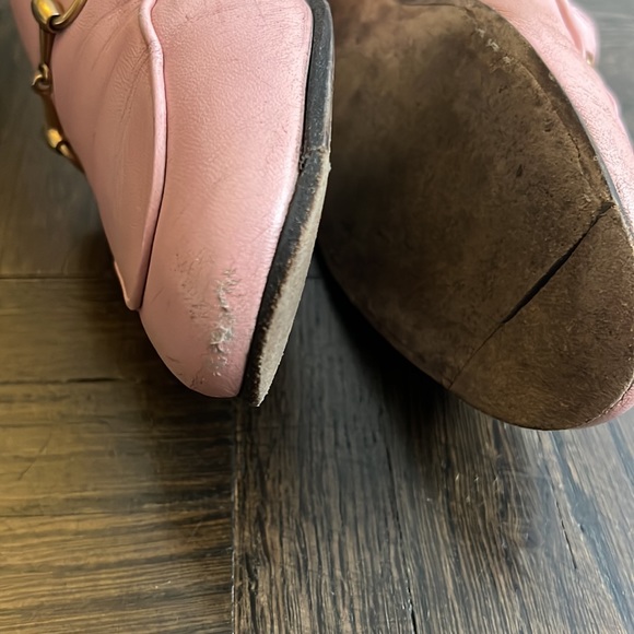 These are AUTHENTIC USED GUCCI Rose Pink Jordan leather loafers size 36.5 - Picture 6 of 16